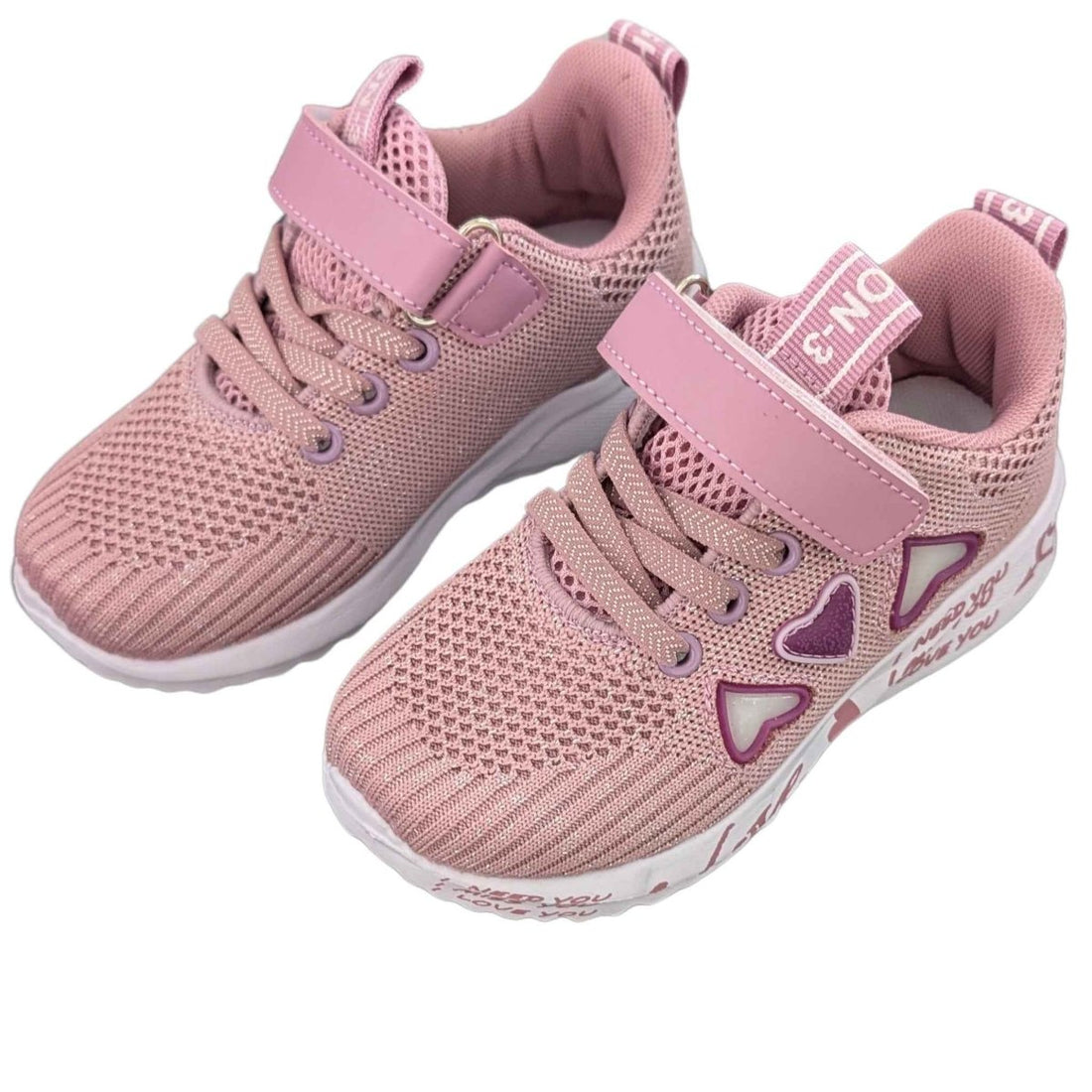 Love Heart Easy Strap Sneakers - Kiddos Kicks