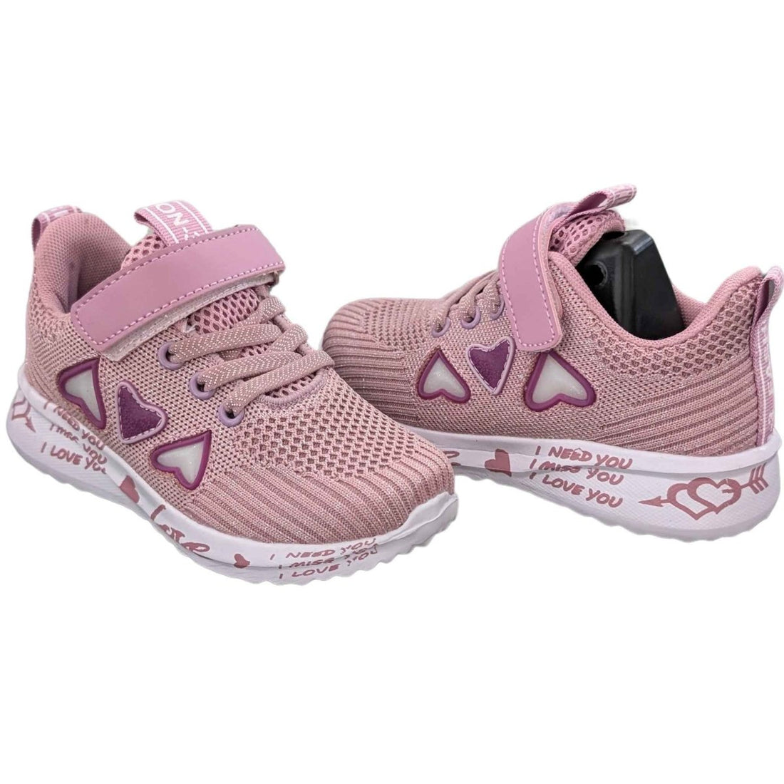 Love Heart Easy Strap Sneakers - Kiddos Kicks