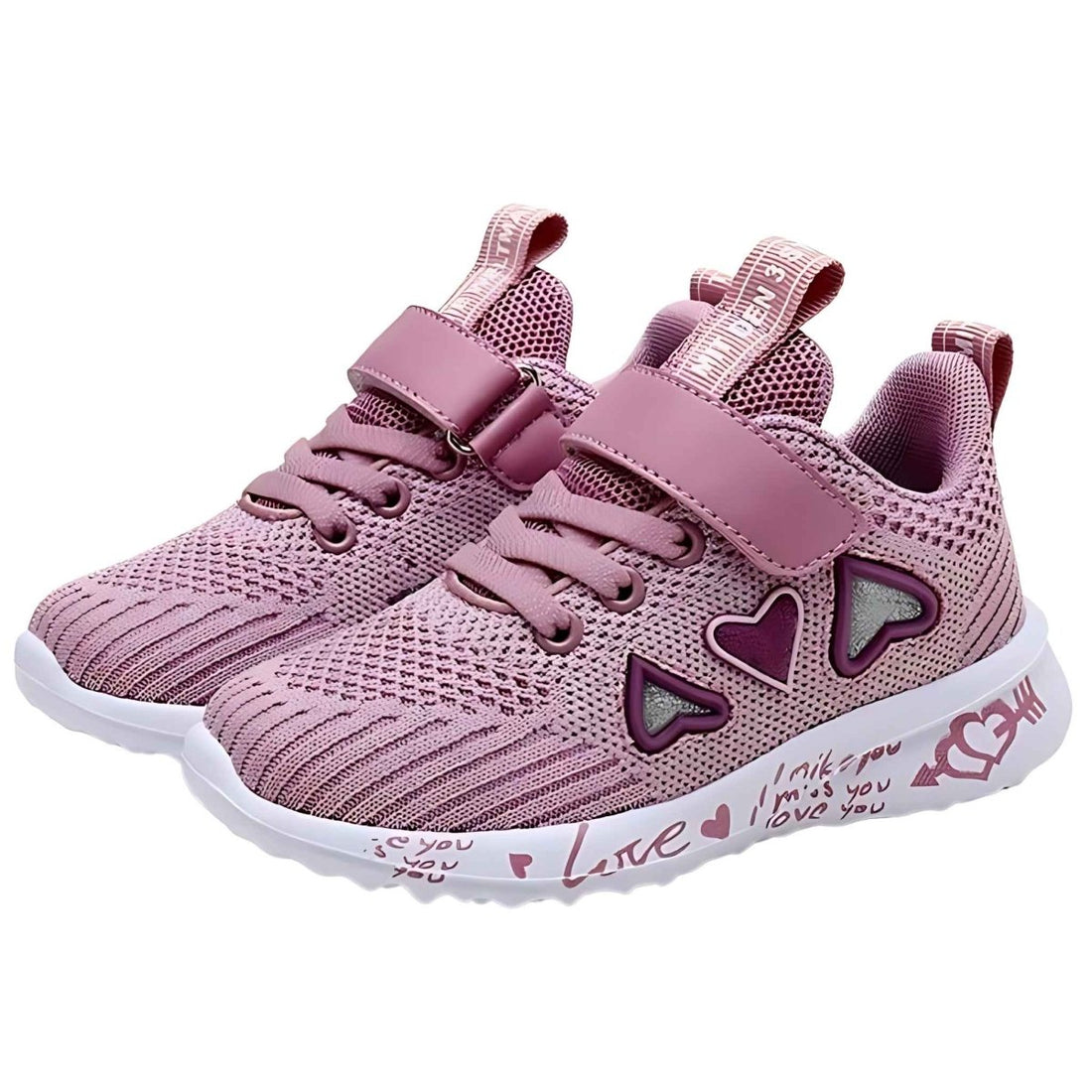 Love Heart Easy Strap Sneakers - Kiddos Kicks