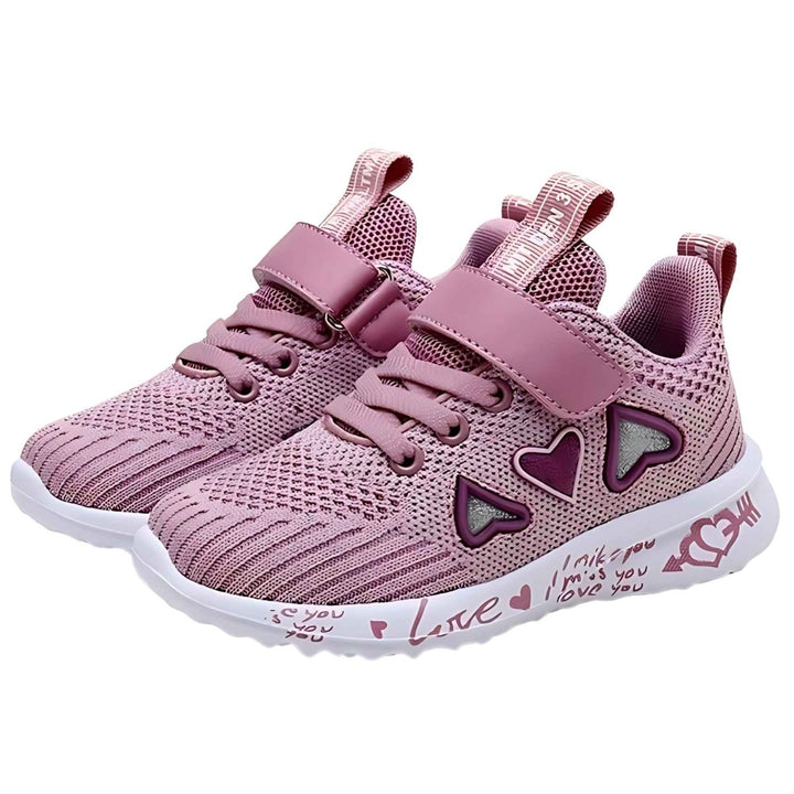 Love Heart Easy Strap Sneakers - Kiddos Kicks