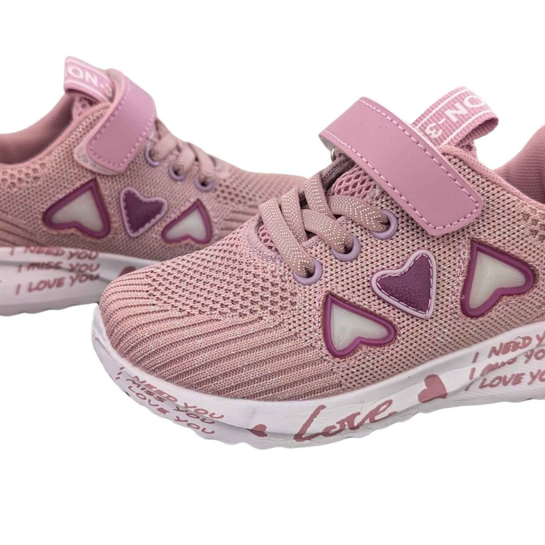Love Heart Easy Strap Sneakers - Kiddos Kicks