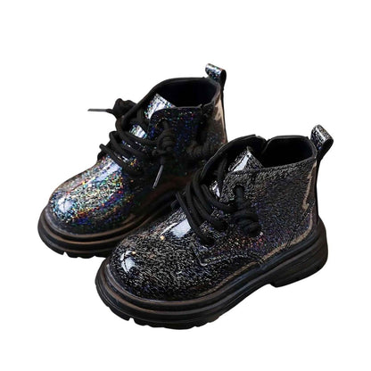 Princess Sparkle kids winter boots, angled view showing colour and shape