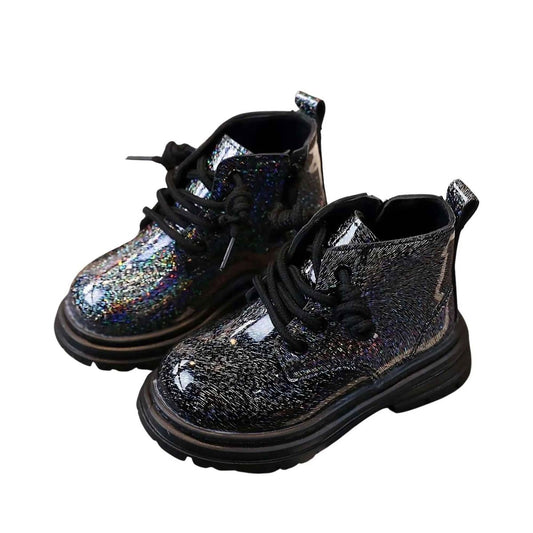 Princess Sparkle kids winter boots, angled view showing colour and shape