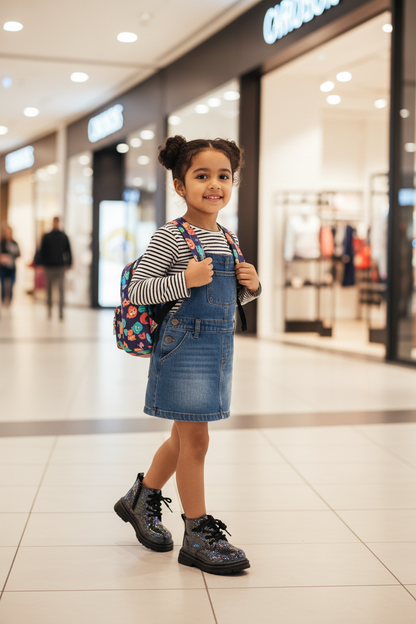 Princess Sparkle kids winter boots, lifestyle view of the full shoe