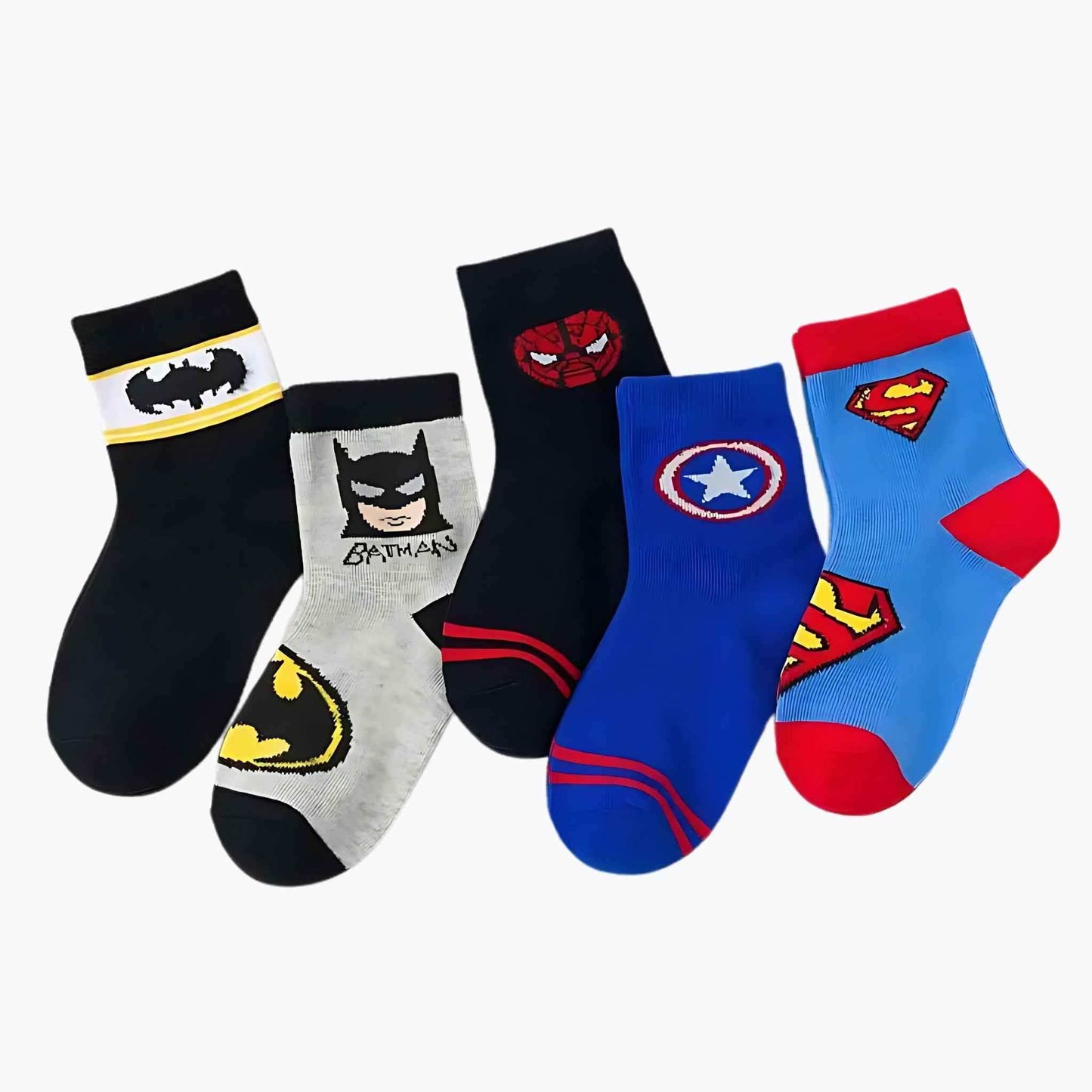 Superhero Kids' Cotton Socks – 5 Pack - Kiddos Kicks