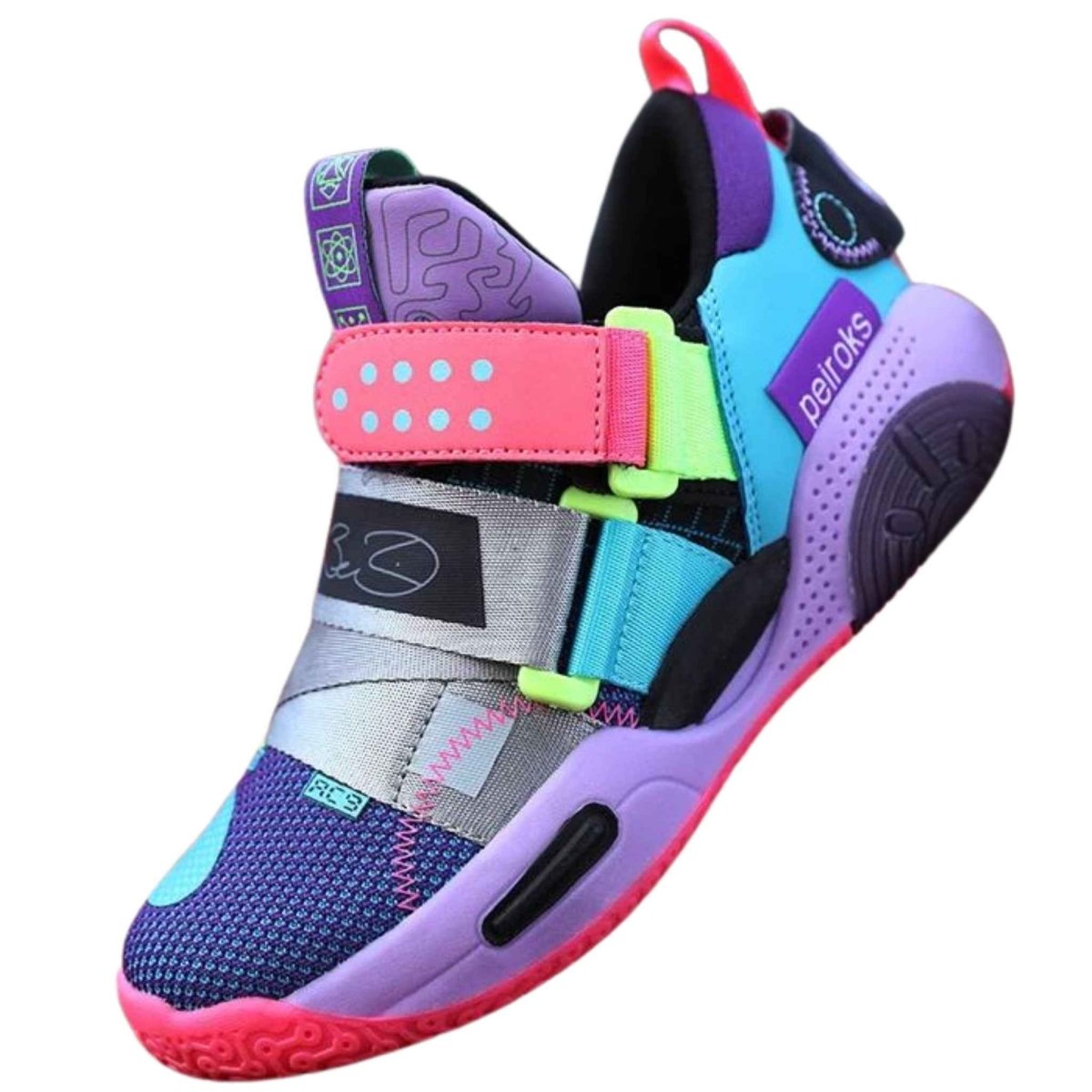 Purple Court Reign kids sneakers, angled view showing colour and shape